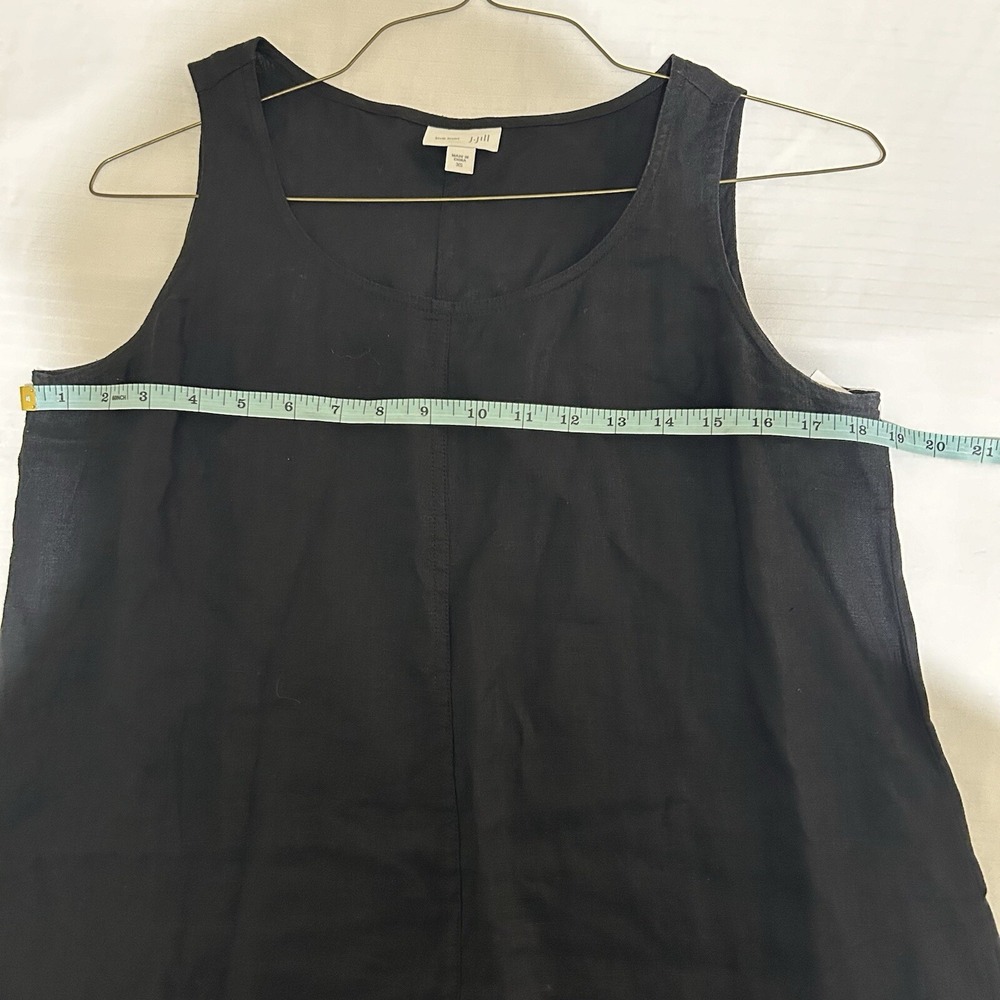 J. Jill 100% Linen Dress XS Black‎ White Color block Sleeveless Pockets Travel - Picture 7 of 8